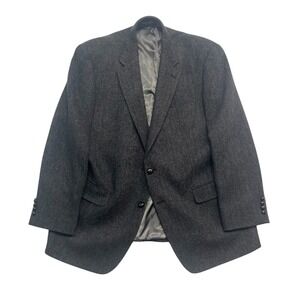 Ralph Lauren XL 46R Charcoal Herringbone Tweed Blazer Jacket Sport Coat Wool